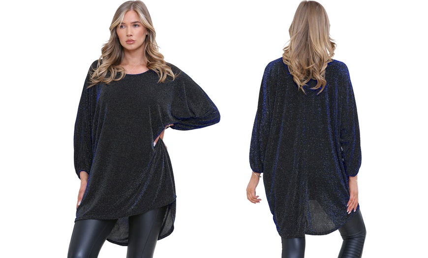 Image 4: Oversized Shiny Tunic Top