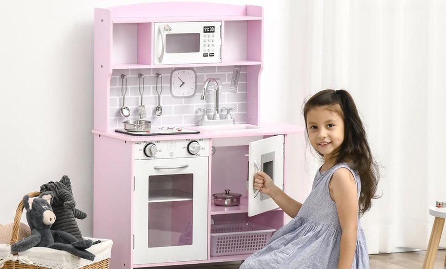 Image 23: HomCom Kids Kitchen Play Set