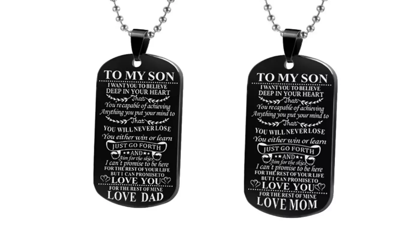 To My Son or To My Daughter Black-Plated Dog Tag Necklace
 - Primary Image