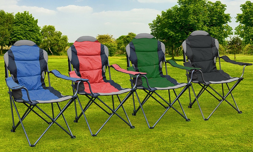 Image 2: Folding Camping Chairs Padded with Cup Holder