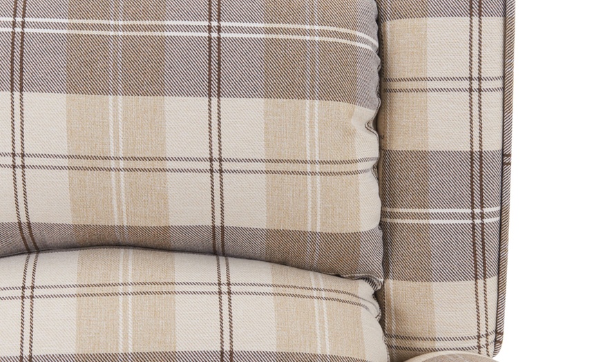 Image 3: Tartan Fabric Recliner Armchair