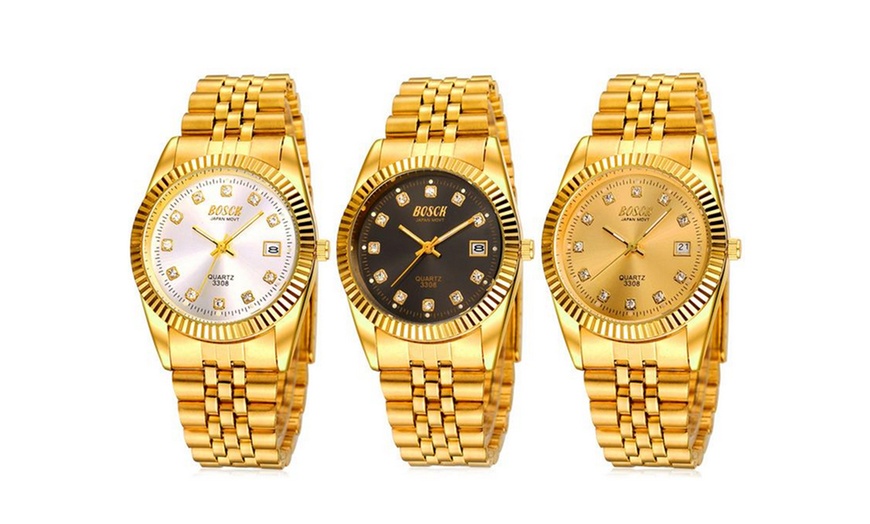 Image 1: Men's Gold Colour-Plated Watch