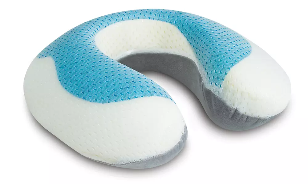 Arctic Sleep U-Shaped Memory Foam Neck Support Pillow with Cool-Gel Pad - Primary Image