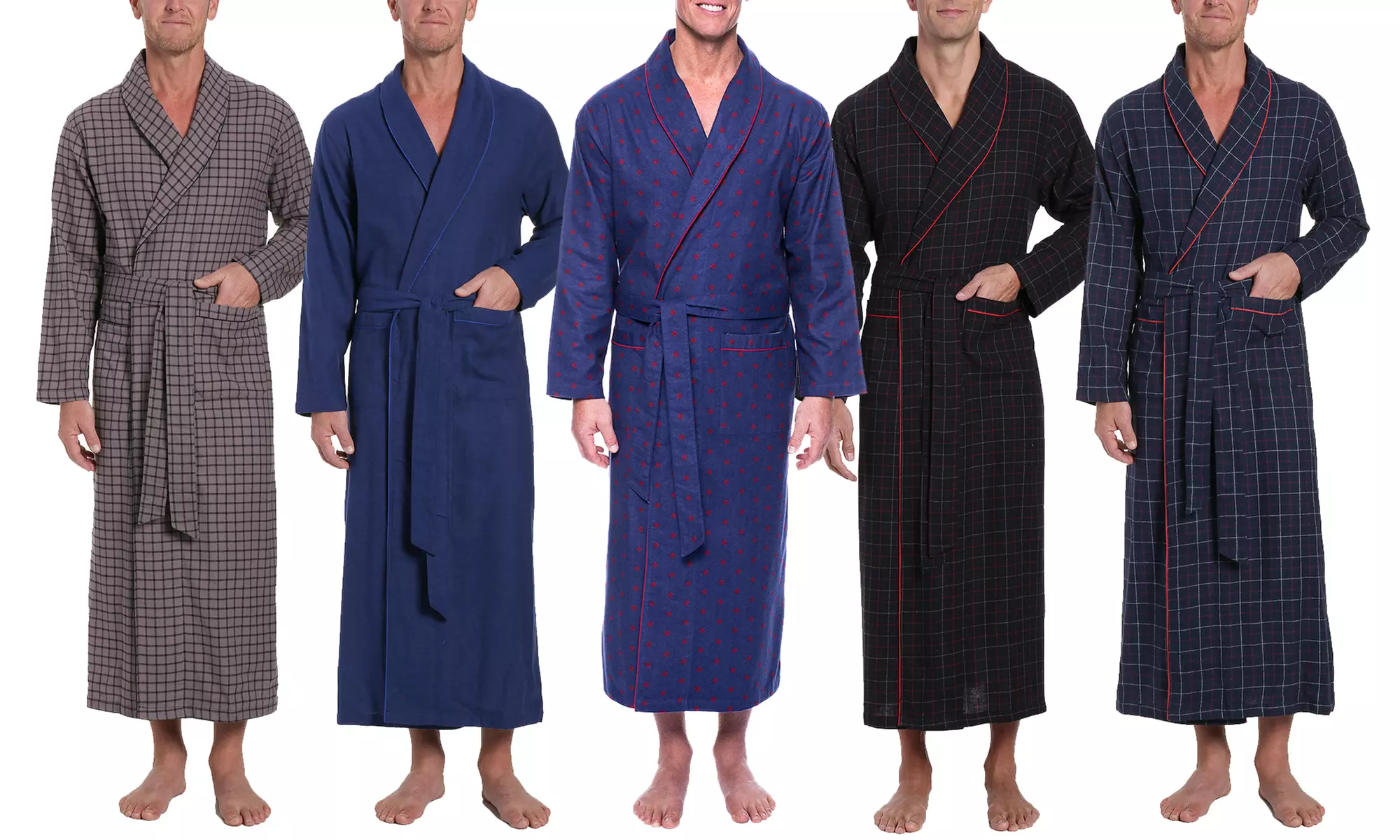 Twin Boat Men's 100% Cotton Flannel Long Robe - Primary Image