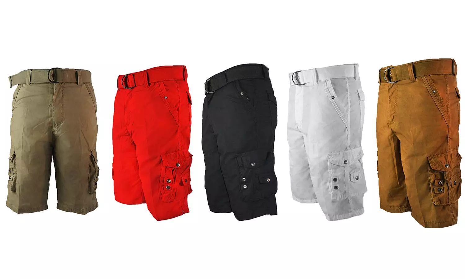 Chams Men's Belted Twill 12" Inseam Cargo Shorts (3-Pack; 32-42) - Primary Image