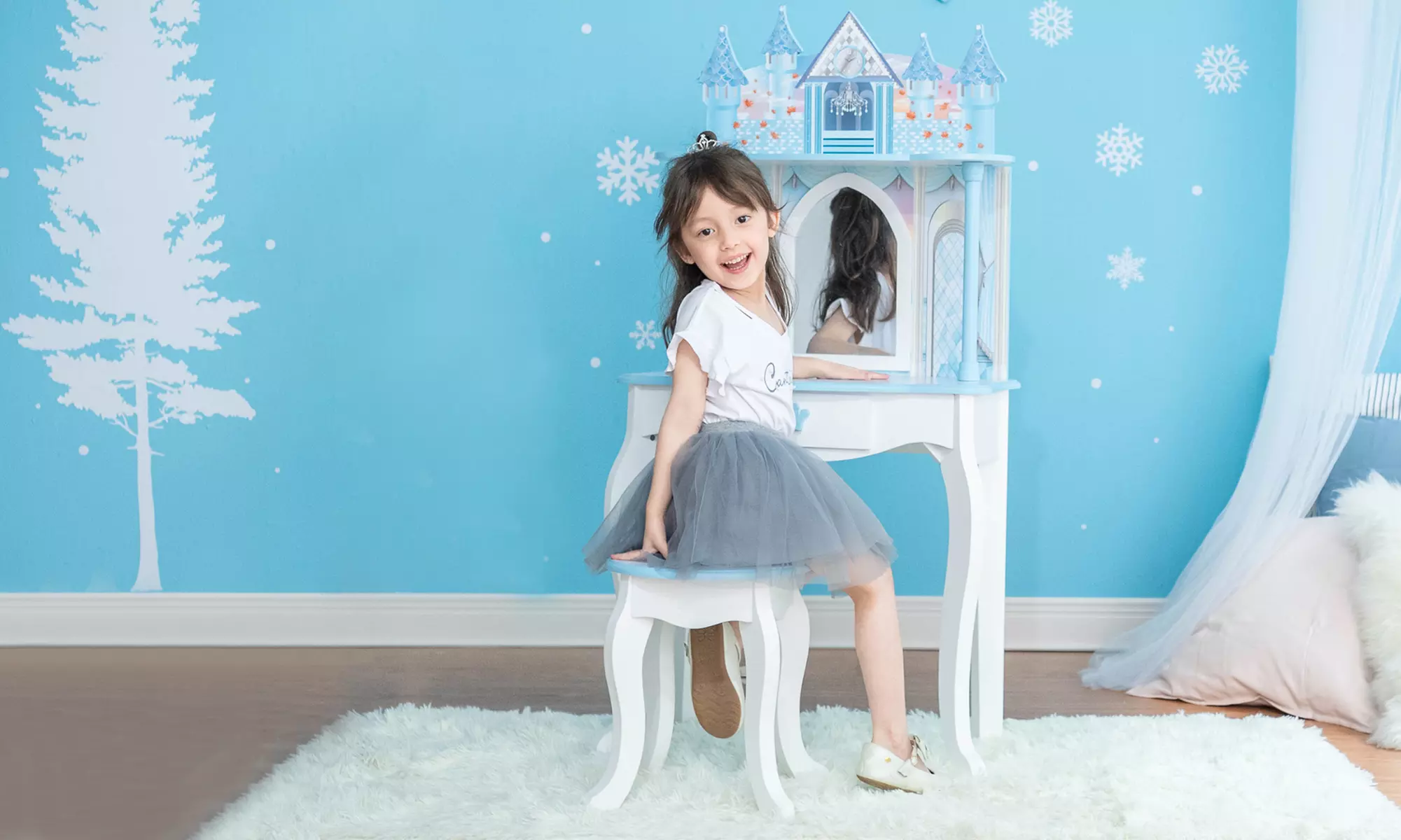 Ensemble coiffeuse et tabouret pour enfant château de rêve marque Teamson - Primary Image