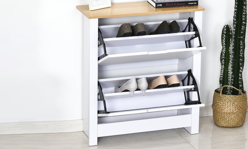 Image 10: HomCom Shoe Storage Rack