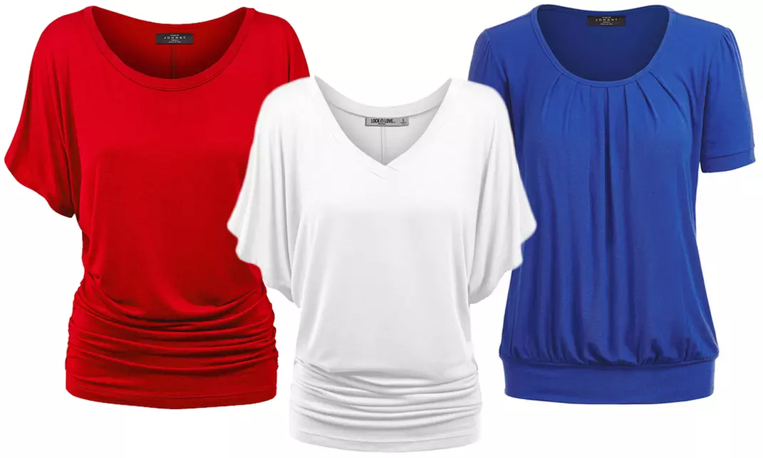 Made By Johnny Women's USA Patriotic Tops Collection. Plus Sizes Available. - Primary Image