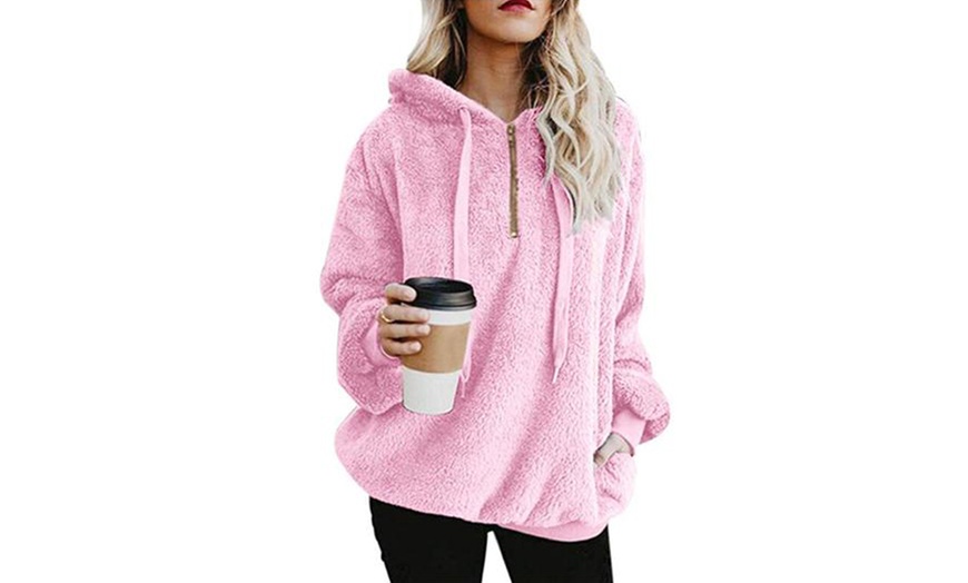 Image 6: Women's Fleece Hooded Sweater