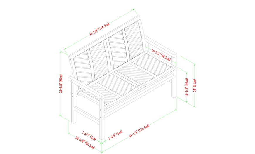 Image 10: Two-Seater Wooden Garden Bench