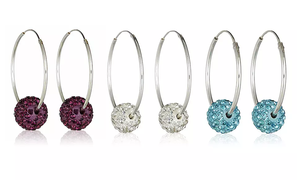 Swarovski Elements Ball Stud Hoop Earrings. Multiple Options Available. Free Returns. - Primary Image