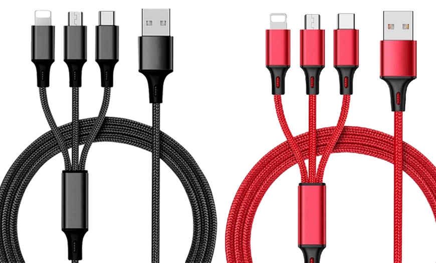 Image 11: 3-in-1 USB Charging Cable; Type C, Lightning and Micro-USB