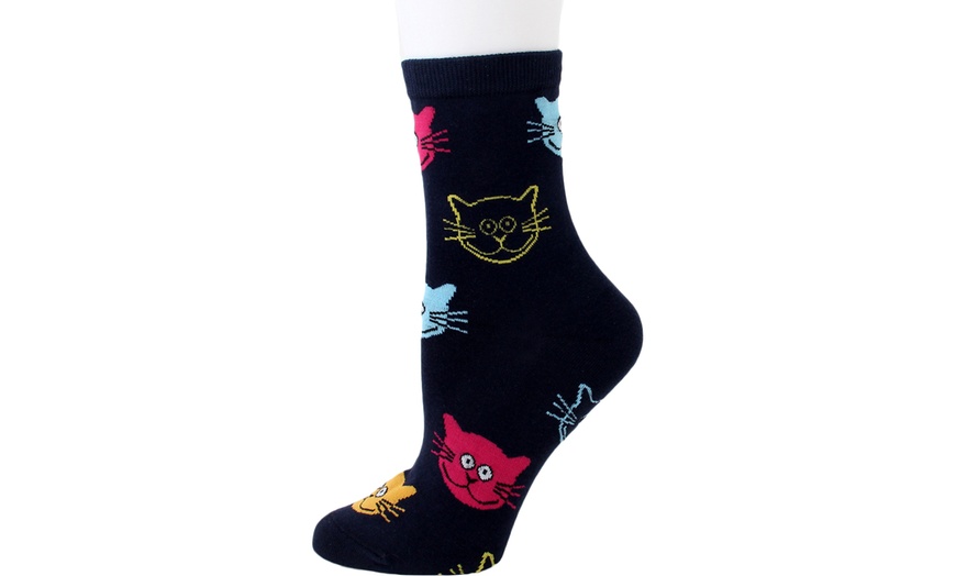 Image 5: 1, 4 oder 8 Paar Socken mit Katzen-Motiv