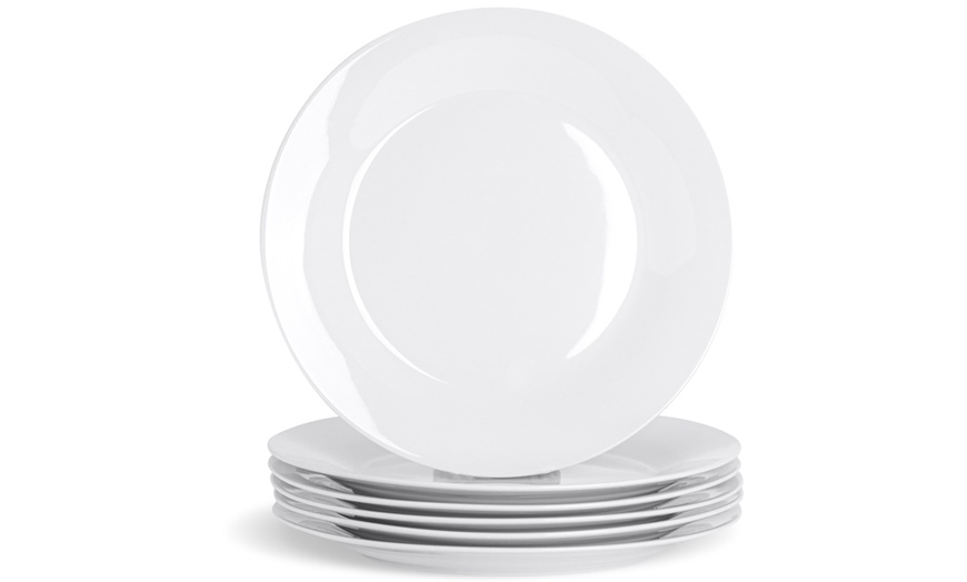 Image 14: Argon Tableware Set of 6 or 12 White Rimmed Plates