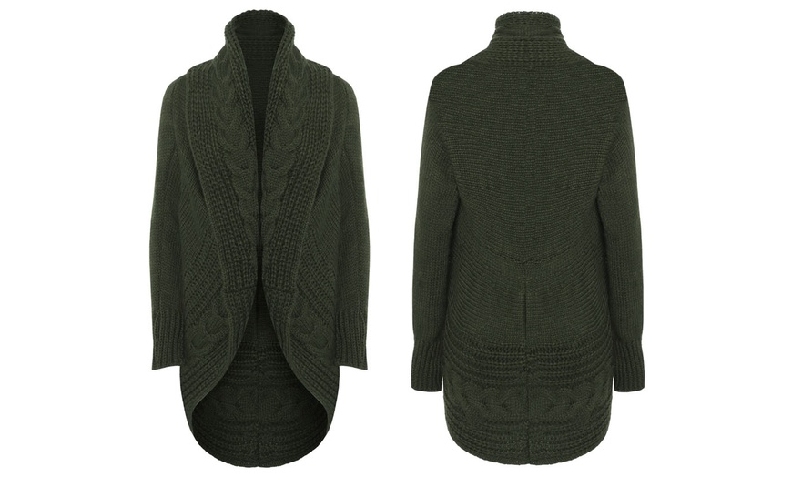 Image 5: Women's Chunky Cable Knit Cardigan