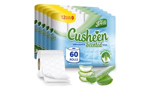  60 or 120 Rolls of Cusheen Quilted Luxury Aloe Vera Toilet Tissues 