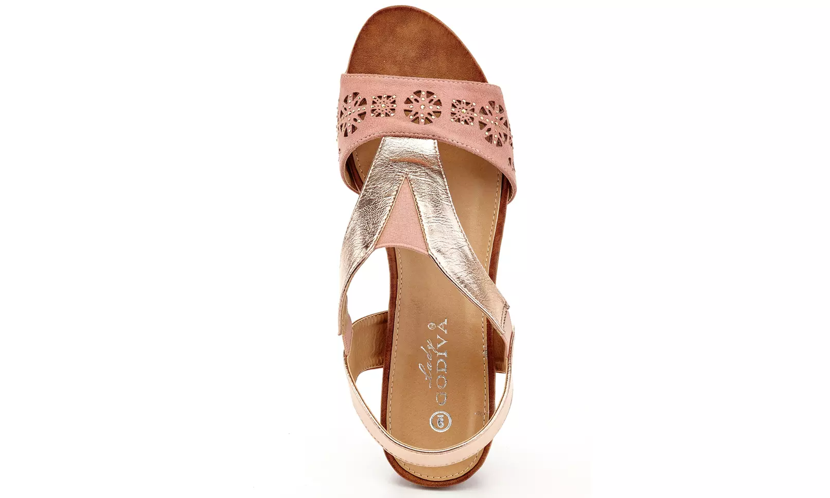 Lady Godiva Ana Women's Wedge Sandals with Rhinestones - Second Medium