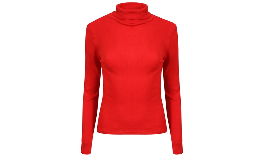 Image 6: Women's Ribbed Polo Neck Tops