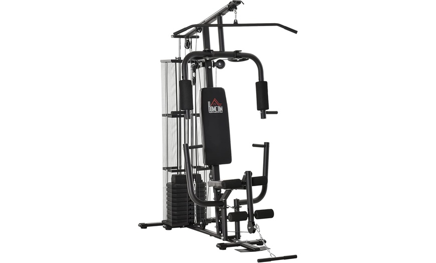 Image 1: HomCom Multi-Exercise Gym Workout Station