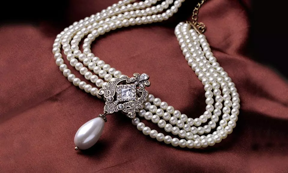 1, 2, or 3 Elite Brooch-Styled Multi-Layered Beaded Necklaces w/ Free Shipping from Novadab (Up to 81% Off) - Primary Image