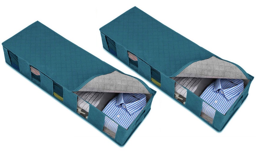 Image 7: Foldable Under-Bed Clothes Storage Organiser Box