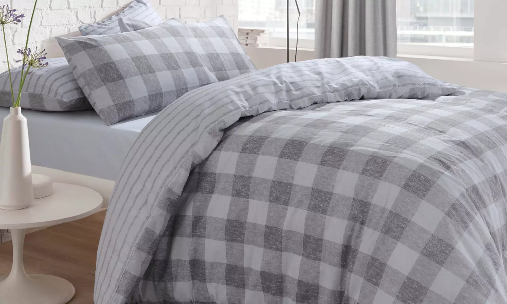 Parure de lit à carreaux vichy réversible Gingham - Primary Image