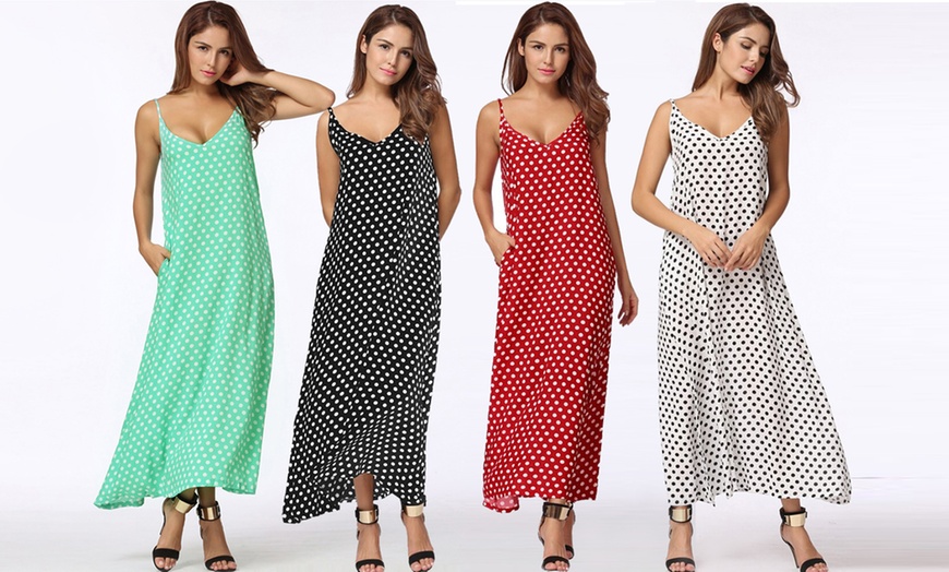 Image 1: Polka Dot Maxi Dress