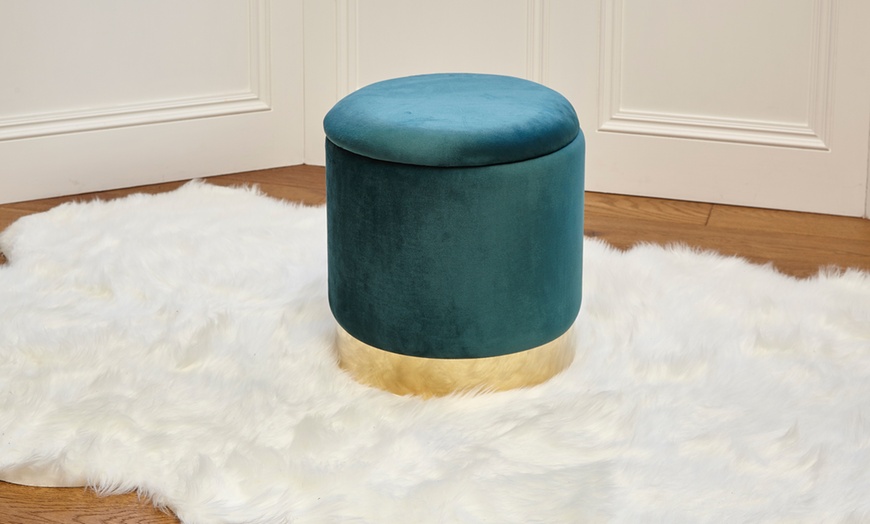 Image 3: Velvet Ottoman Upholstered Stool