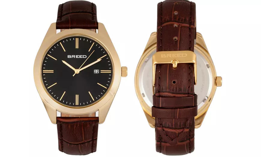 Image 11: Horloges met datum en leren band