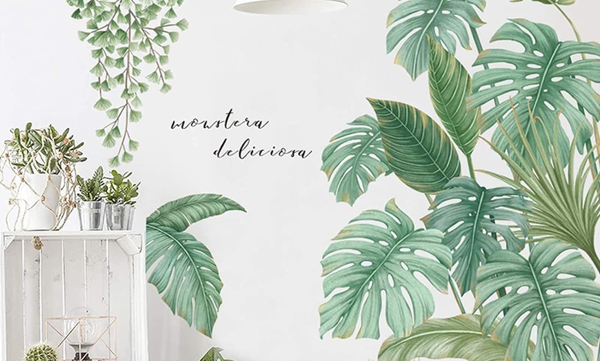 Image 4: One or Two Packs of Tropical Leaves Wall Stickers