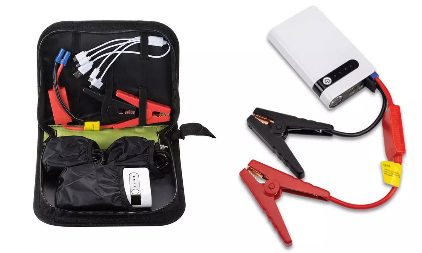 Premium Home Car Power Bank Jump-Starter with Charging Cable and USB Port - Primary Image