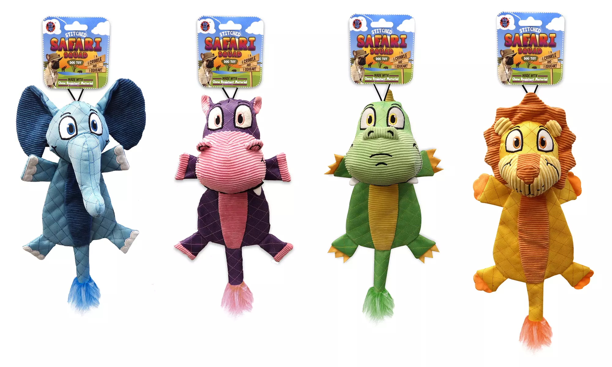 Bow-Wow Safari Squad Squeaky Crinkle Dog Toys (4-Pack) - Primary Image