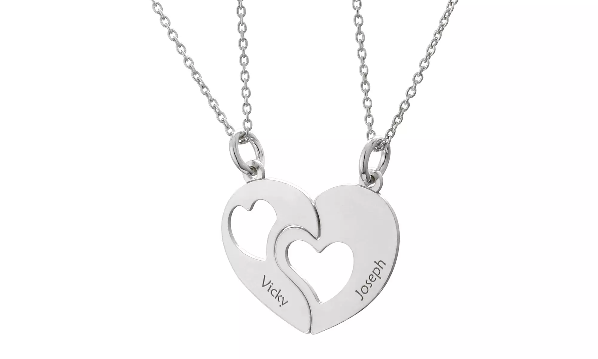 Personalized Couples' Open Heart Necklaces (2-Piece) (Up to 79% Off) - Primary Image