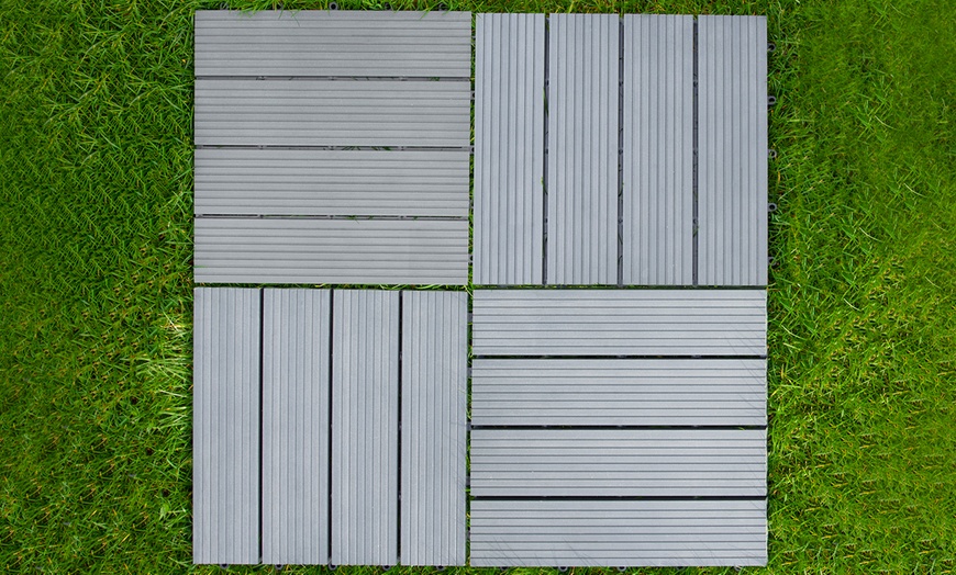 Image 1:  33-Pack WPC Decking Tiles Grey