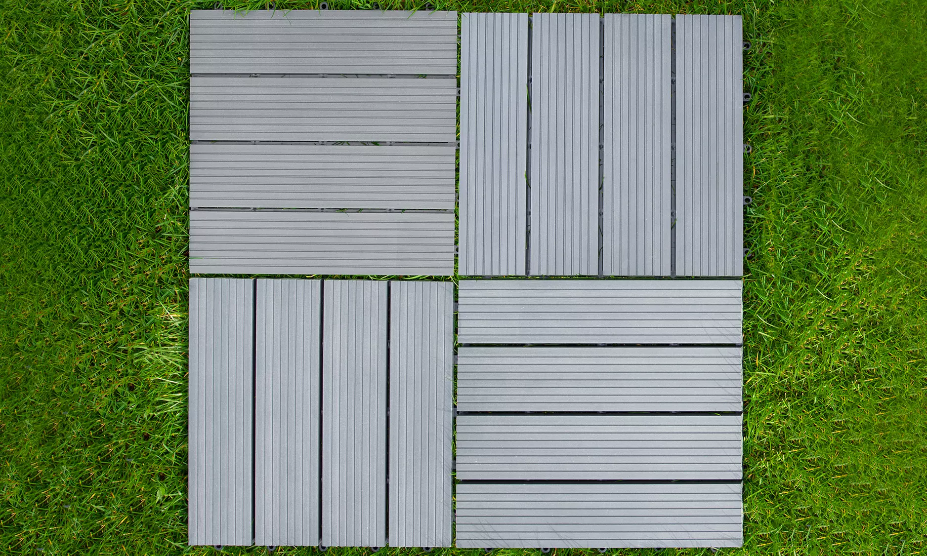 33-Pack WPC Decking Tiles Grey - Primary Image