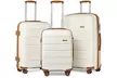 KONO One or Three Piece Classic Cream and Brown Hard Shell Suitcases with TSA Lock - Image 2