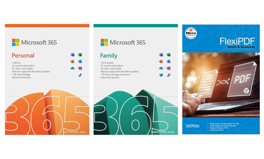 Image 1: Microsoft Personal/Family + FlexiPDF Home & Business