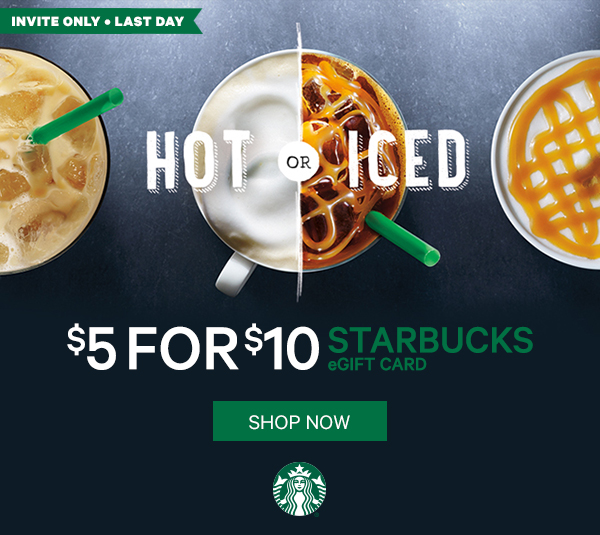 $5 for $10 Starbucks eGiftCard