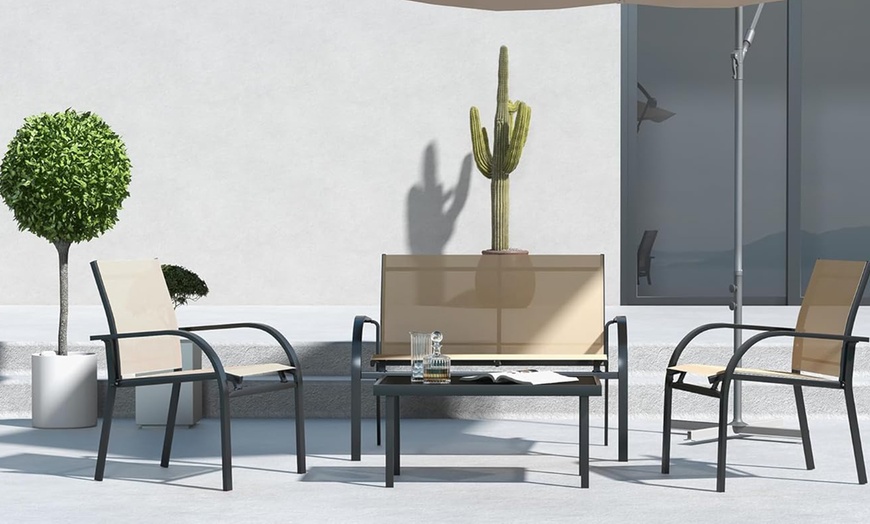 Image 3: Outsunny Four-Piece Garden Dining Set