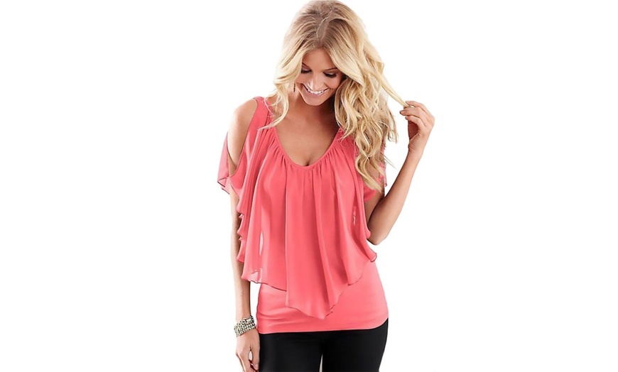 Image 2: Women's Chiffon Overlay Top