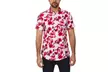 Suslo Couture Men's Slim-Fit Spring Floral Short-Sleeve Button-Down Shirt - Image 3
