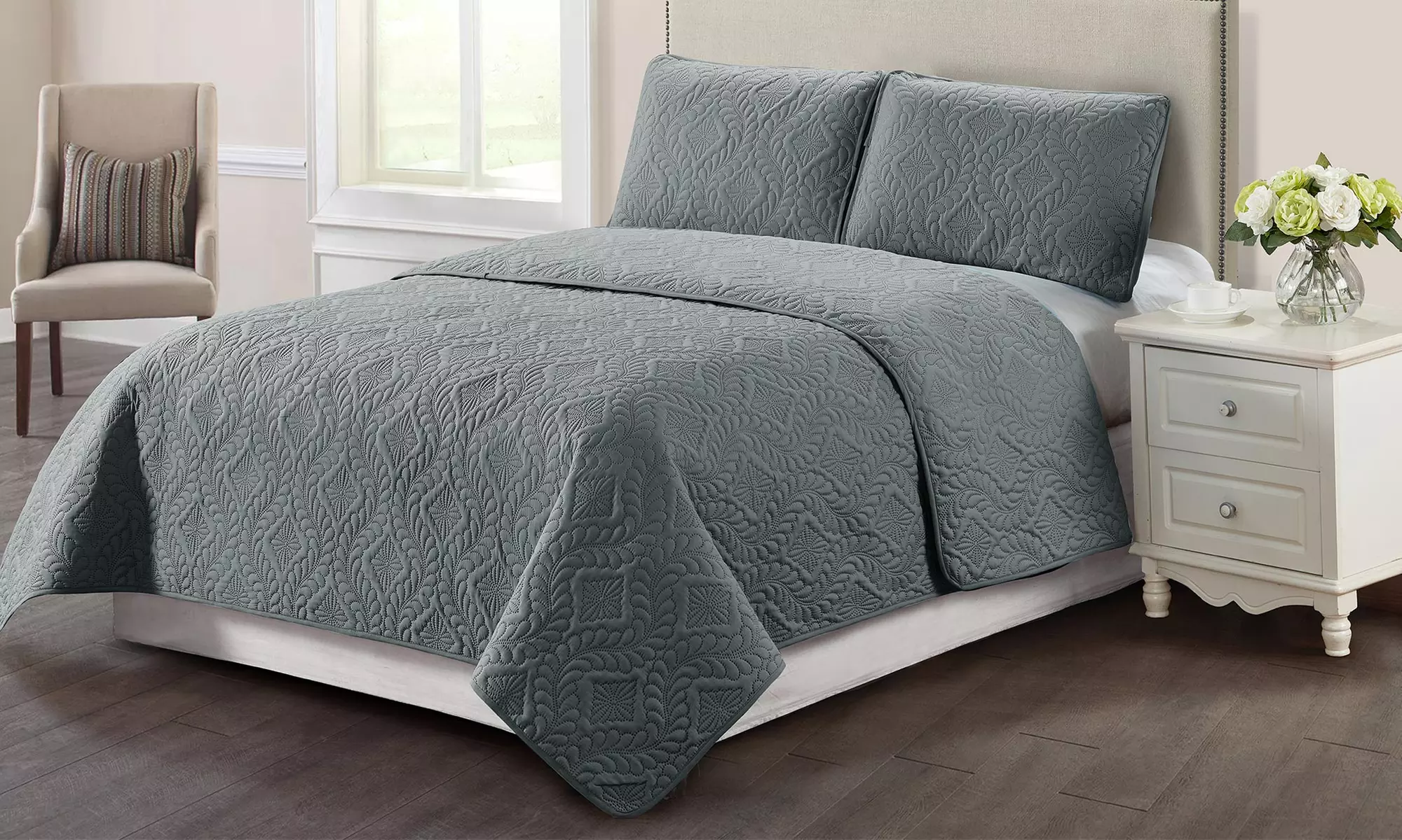 Brielle Solid Embossed Quilt Sets (2- or 3-Piece) - Primary Image
