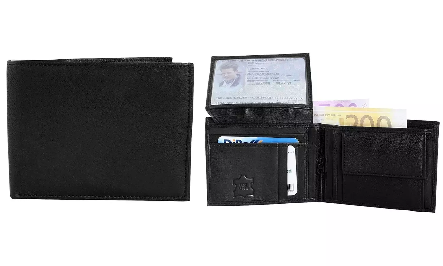 1x, 2x, oder 3x Herren- oder Unisex-Geldbörse aus Leder