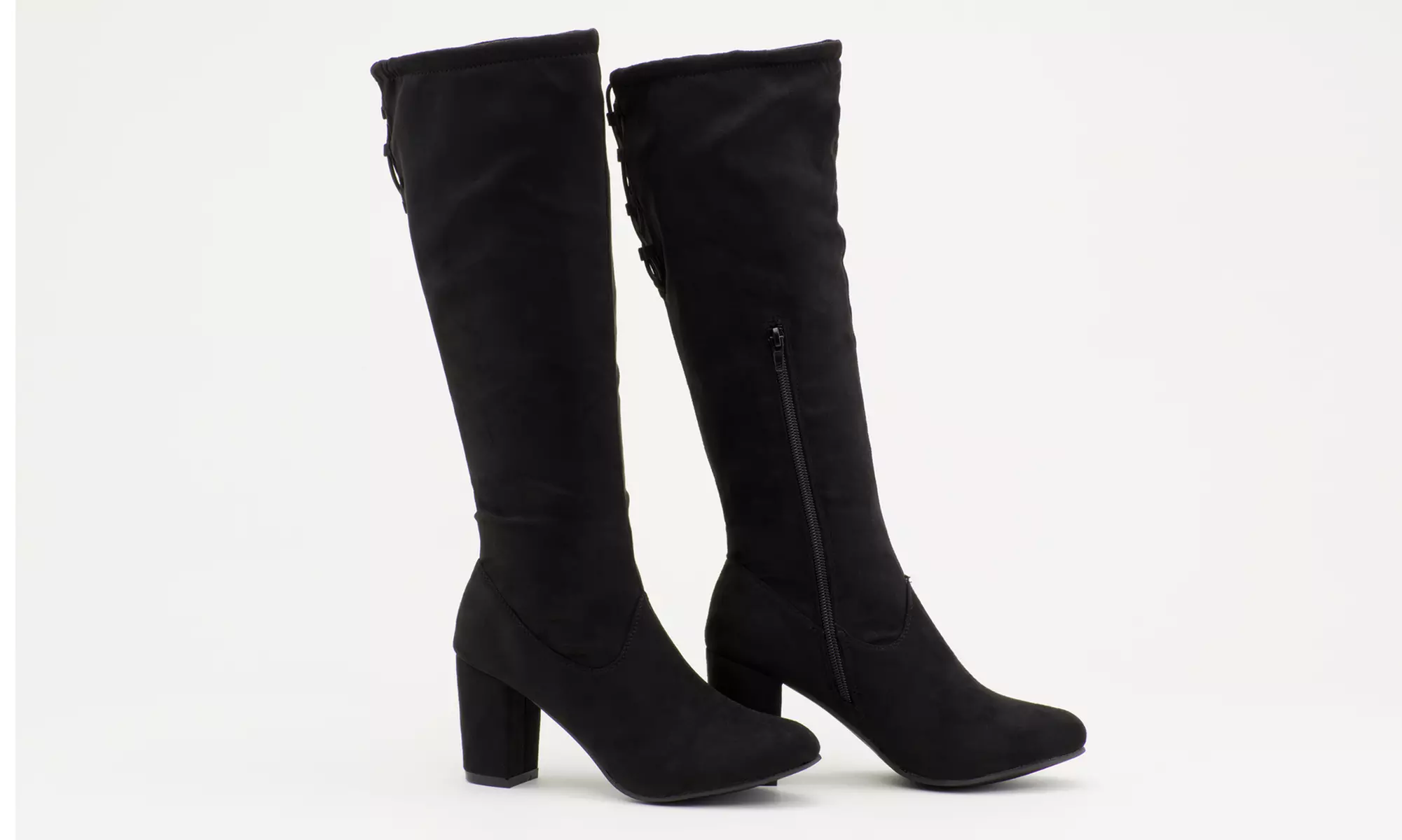 Sociology Women's Anka Stretch Lace Back Heel Boots |Groupon Exclusive (Size 6) - Primary Image