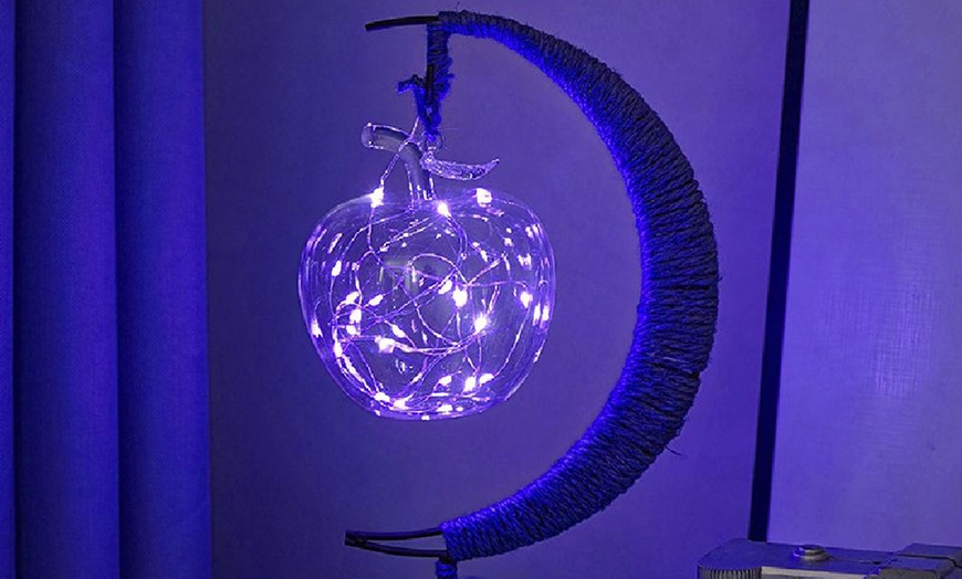 Image 11: LED Half-Moon Rattan Ball Lamp