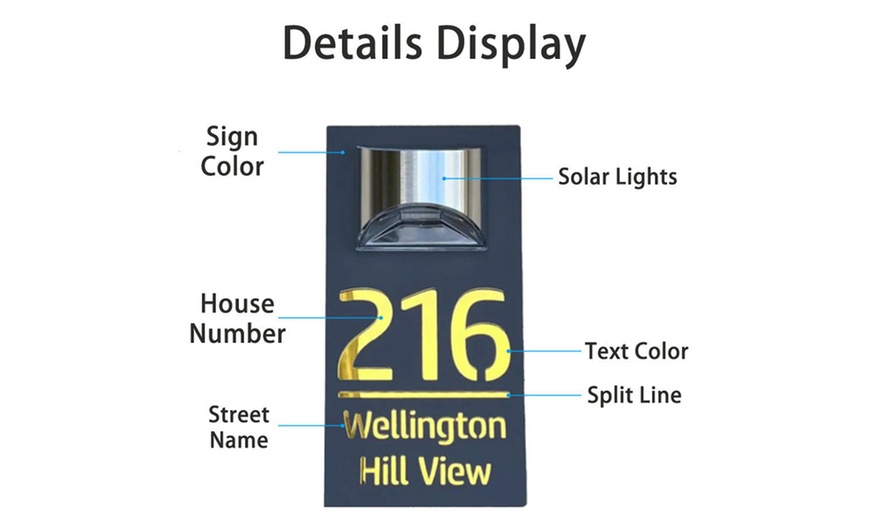 Image 9: Personalisierbares Haustürschild mit Solarlicht, Text und Nummer