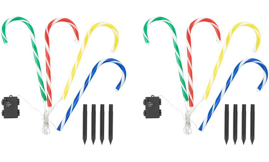 Image 5: Battery-Operated Christmas Candy Cane Pathway Lights