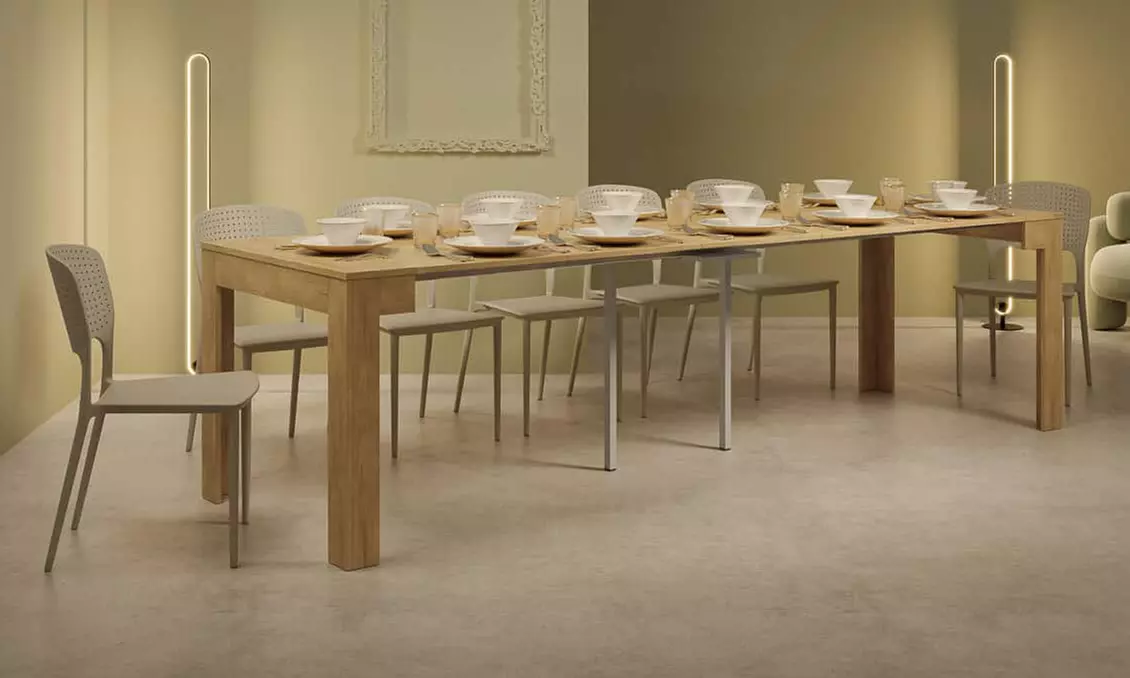 Mesa consola extensible Bora con 3 o 5 extensiones