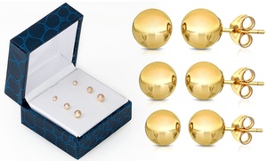 14K Gold Ball Studs (3-Pack)