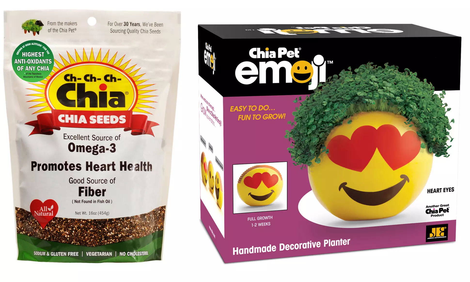 Chia Pet Emoji with Bonus 1lb Bag of Ch-Ch-Ch-Chia Omega-3 Chia Seeds - Second Medium